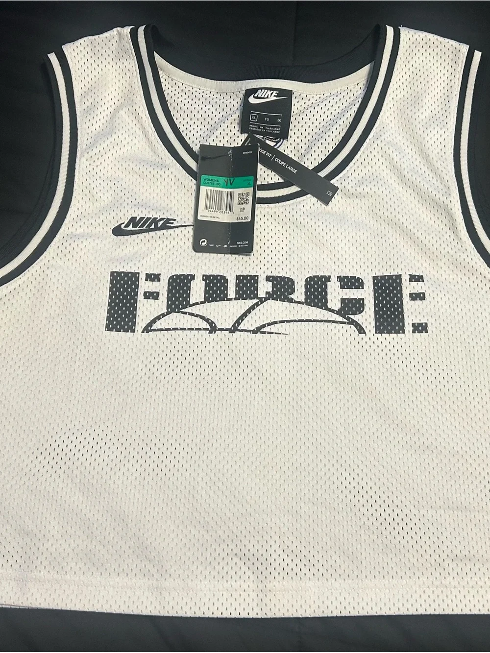 Nike White and Black Mesh Basketball Jersey Tank